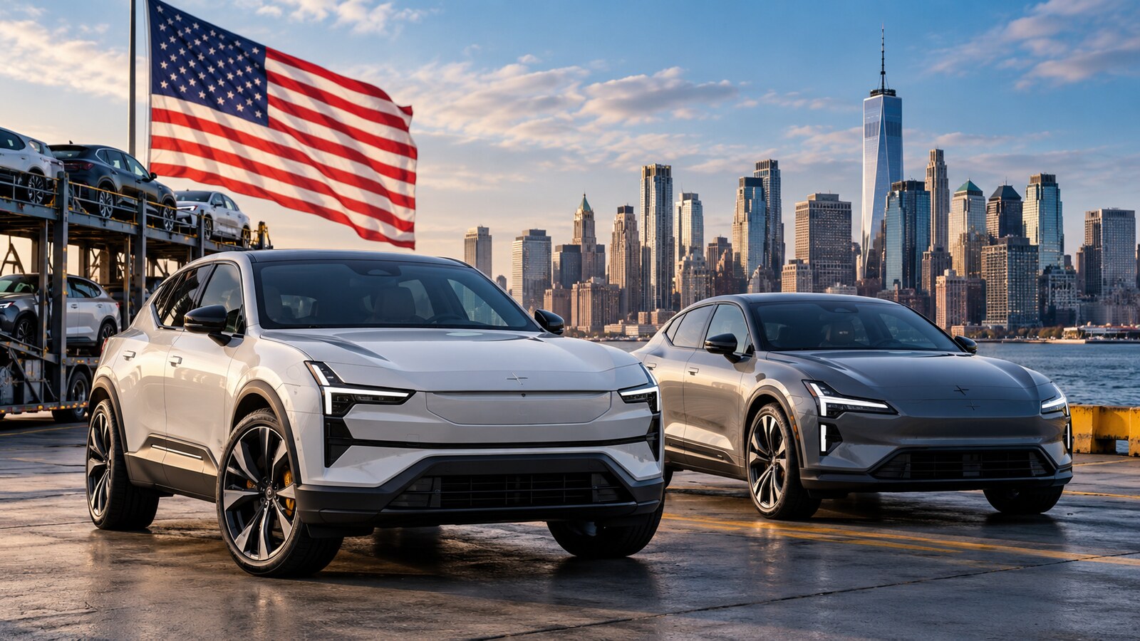 Редакційна ілюстрація до матеріалу про Polestar, Volvo та американський автомобільний ринок