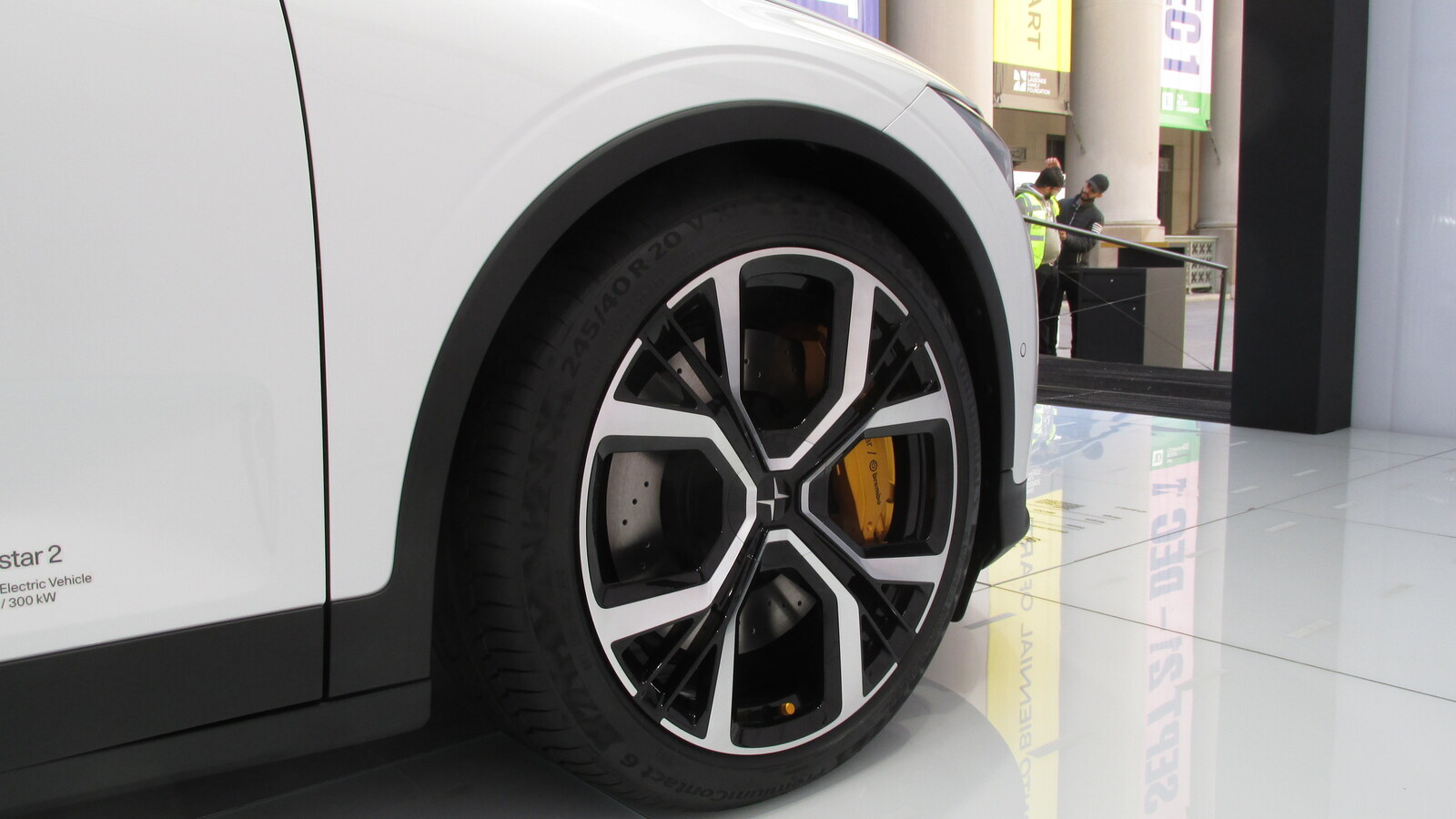 A Polestar 2 automobile on display in Toronto, Ontario, Canada.